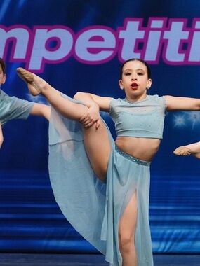 Light Blue Girls' Dance Costume — Base is Weissma MC, top/skirt custom